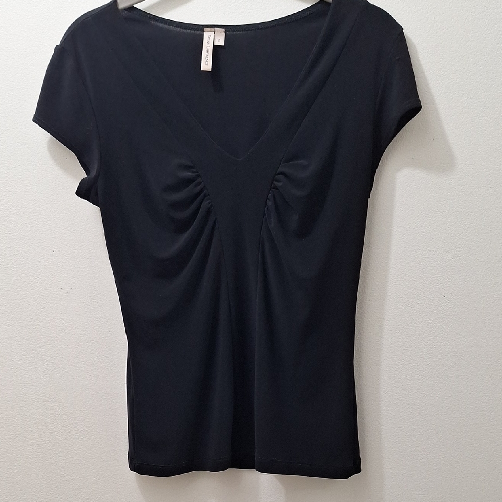 Susan Lawrence Black Short Sleeve Top Size S
